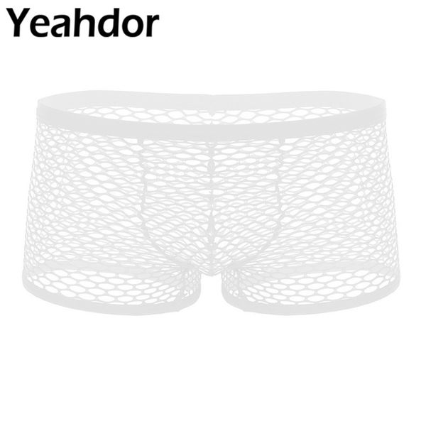 

mens sissy lingerie transparent see through fishnet mesh breathable sheer low rise boxer briefs sissyunderwear male gay panties, Black;white