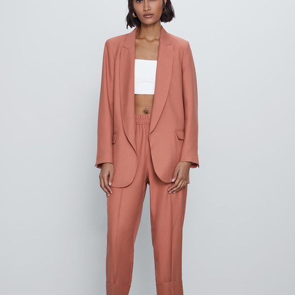 

women blazer office lady notched collar blazer jacket casual satin suit coat outwear, White;black