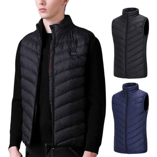 

new men electric heating vest jacket sleeveless waistcoat usb thermal clothing winter warm jacket outerwear male heated vest, Black;white