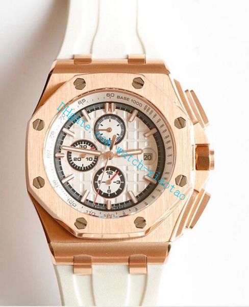 

new version 3 style offshore 44mm rose gold 26401ro.00.a002ca.02 mens watch 316l steel rubber strap sapphire 3126 automatic fashion watch, Slivery;brown