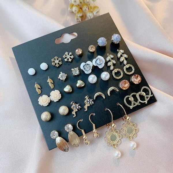 

20 pairs simple women earrings stud rhinestone sun flower earrings stud, Golden