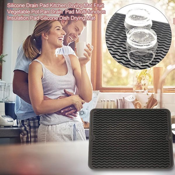 

silicone drain pad kitchen drying mat fruit vegetable pot pan drain pad multi-function insulation silicone dish drying mat