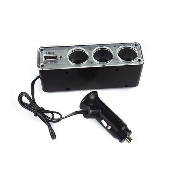 

auto car styling 3 socket way cigarette lighter power adapter splitter 2 dual usb ports universal charging