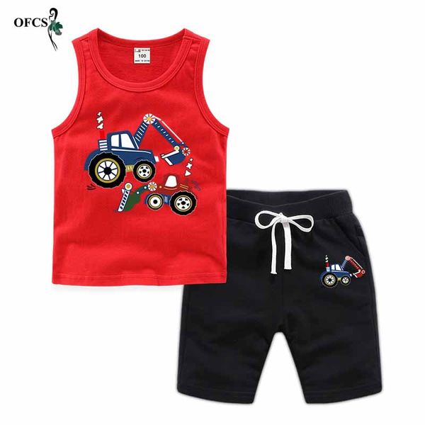 

летний детский костюм baby boys мода мультфильм печати рукавов жилет + шорты дети хлопок спортивные шорты наборы подростков одежда, White