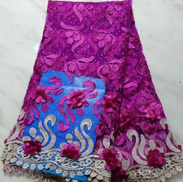 

5yards/pc magenta french net lace embroidery with beads and stone decoration african mesh lace fabric for dress bn123-1, Black;white