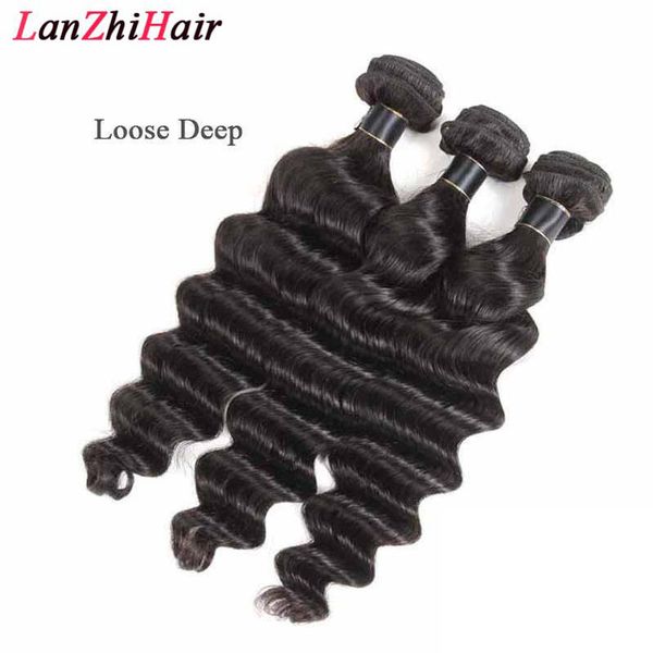 

8a indian loose deep hair bundes 100% peruvian virgin human hair bundels 100% unprocessed 1 bundles human hair extensions 10-26inch, Black