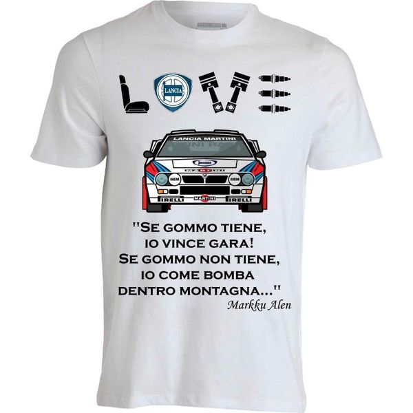 

t shirt uomo stampa personalizzata love lancia 037 auto rally citazione regalo, White;black