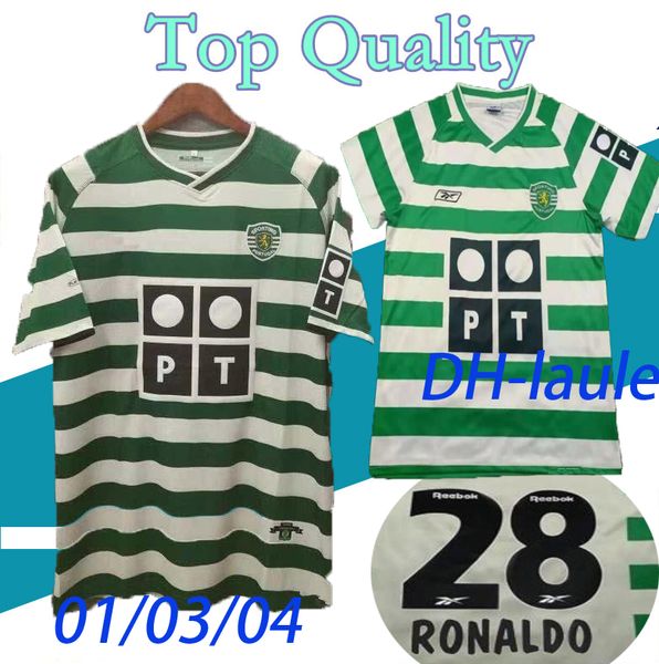 

01 03 04 sporting clube de port soccer jersey 2004 lisbon #28 ronaldo soccer shirt custom short sleeve football uniform 2001 2003, Black;yellow