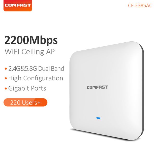 

comfast 2200mbps ceiling ap dual band indoor wireless router wifi access point antenna 48v poe wi fi signal cf-e385ac