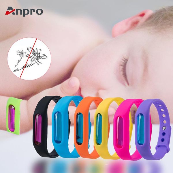 

anpro 8pcs/set silicone wristband for baby skin care anti-mosquito summer mosquito repellent bracelet summer anti mosquito band, Red;brown