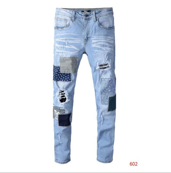 

designer jeans fashion men's streetwear style jeans men's distressed ripped denim pants casual classic straight denim brand mens slim jeans