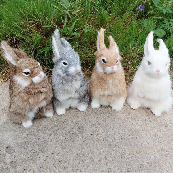 

set of 4 simulation rabbit figurines, wild animal model toy for kids, home & garden decor