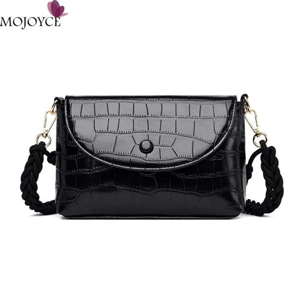 

ретро лоскут crossbody сумки для женщин 2020 новая мода камень pattern messenger bag teen girls pu leather solid weave сумки на ремне