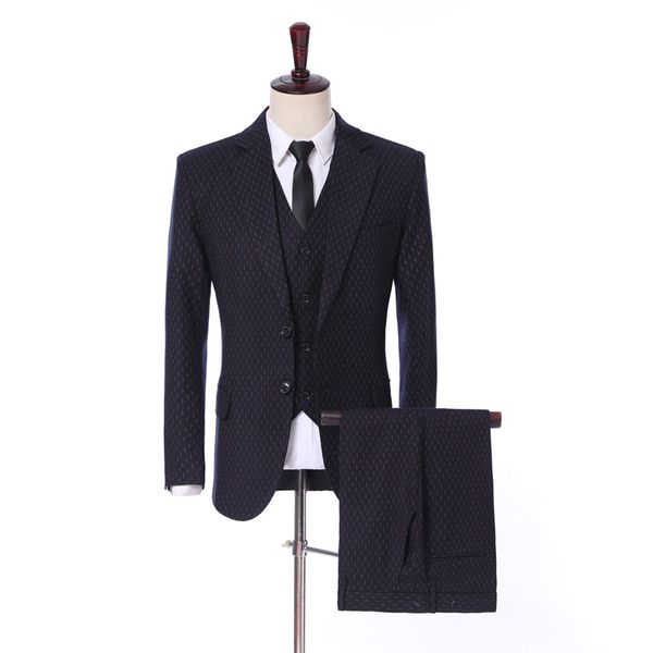 

new arrival back vent two buttons wedding groom tuxedos notch lapel groomsmen men suits prom blazer (jacket+pants+vest+tie) w33, Black;gray