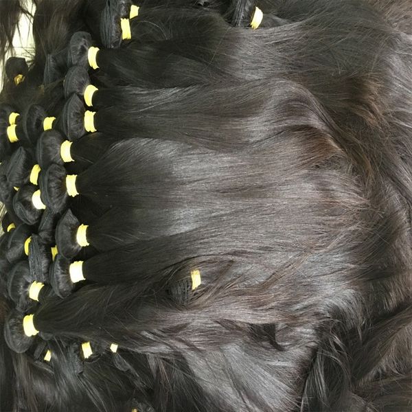 Trama di capelli lisci brasiliani non trattati Capelli umani vergini di alta qualità Capelli da donatore indiani malesi peruviani glamour raccolti da giovani donne