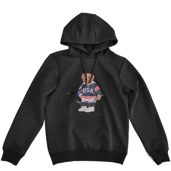

polo bear polo мужская дизайнер поло медведь толстовка рл мода толстовки новый осень и зима письмо printedxlg2, Black