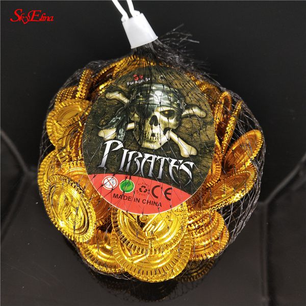 

50/100pcs gold toy treasure coins pirate party supplies pretend chest kids toy coins wedding chip halloween decoration 3cm 6z