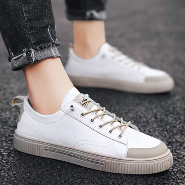 

men's shoes 2020 new spring white flat bottom men's casual shoes wild board tide, Black