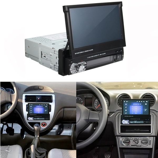 

hd retractable touch screen monitor dvd mp5 sd fm usb player car stereo audio car radio automotivo bluetooth 1din 7 inch