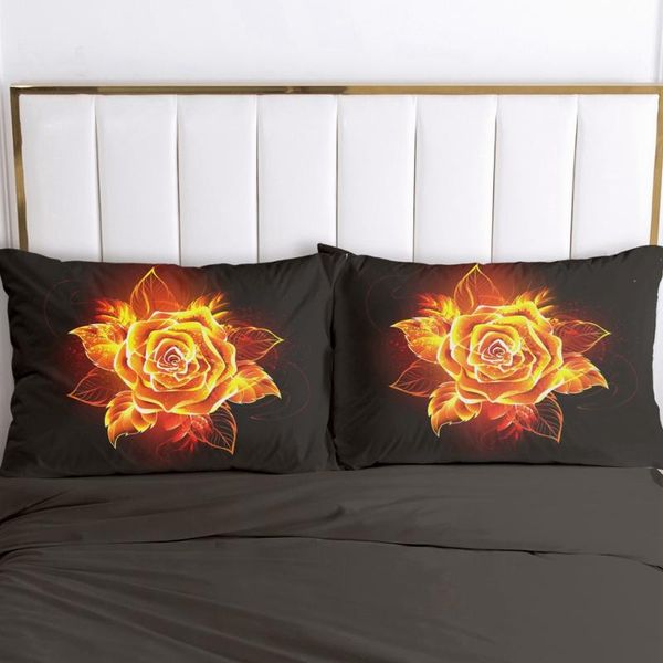 

2pc pillow case pillowcase 50x70 50x75 50x80 50x90 80x80 70x70 decorative pillow cover luxury bedding fire rose for wedding