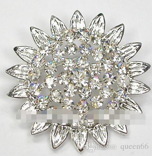 

wholesale silver plated 12piece lot clear crystal rhinestone sunflower brooch pin fashion wedding party prom jewelry, Gray