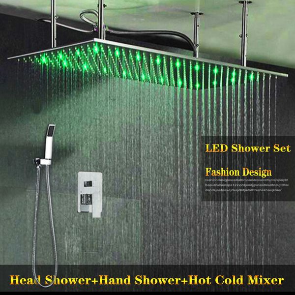 

bathroom concealed ceiling shower system 50x100 cm 304sus stainless steel polish panel cold embed box diverter hand shower mixer set
