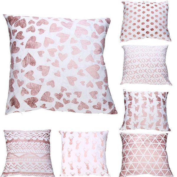 

eco friendly polyester cushion cover pink pattern merry christmas home decorative pillowcase cover nordic cushion case sofa