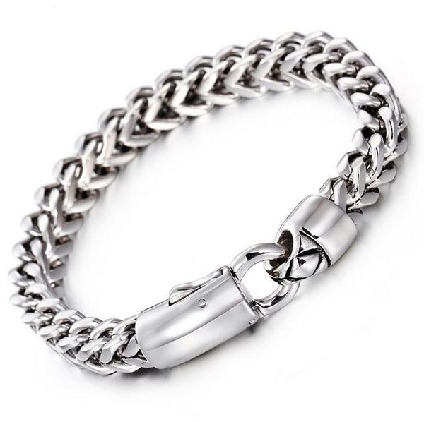 

gold silver color bracelet men women hand jewelry 8mm wide thick stainless steel chain mens bracelets jewellery pulseras, Black