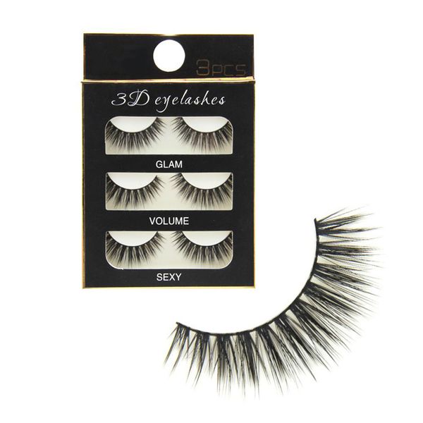 

3 pairs/set natural long black 3d eye lashes makeup handmade thick fake false eyelashes cosmetics extension tools