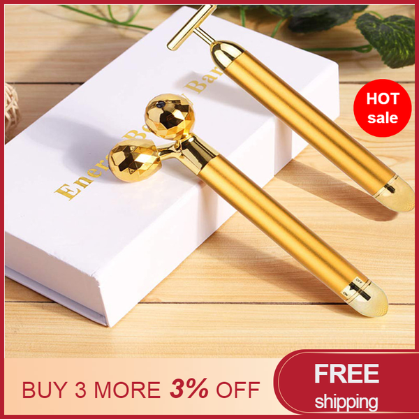 

weight loss facial face massager gold vibrating facial beauty roller massager stick skin firming medical facial skin care tools
