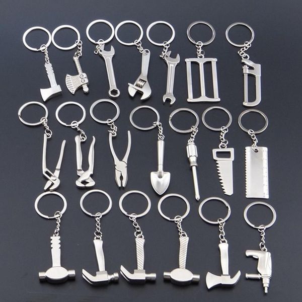 20 da cadeia de modelos Mini Ferramenta Keychain Chave do metal Chave Spanner Martelo Saw Ax alicates broca Ferramentas Keyring Anel Opener Keyfob