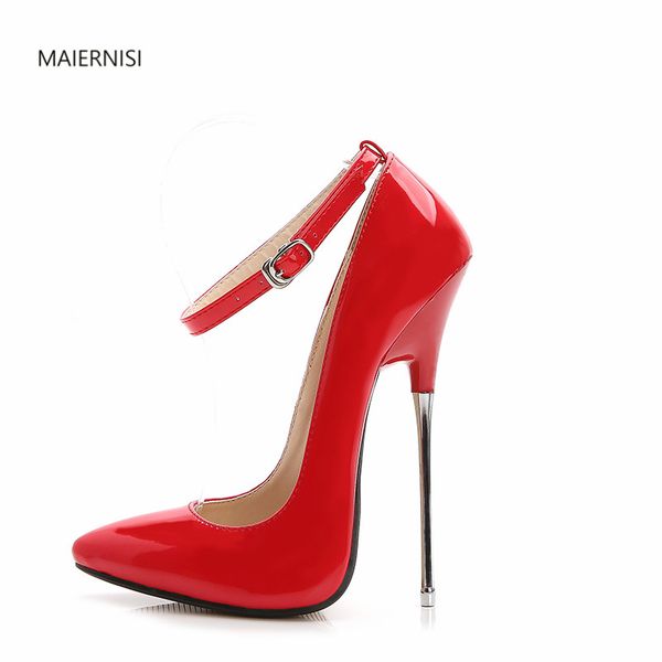 

maiernisi new pattern superior quality europe and america super high heel explosive money ladies shoes 16cm thin heel 4-13, Black