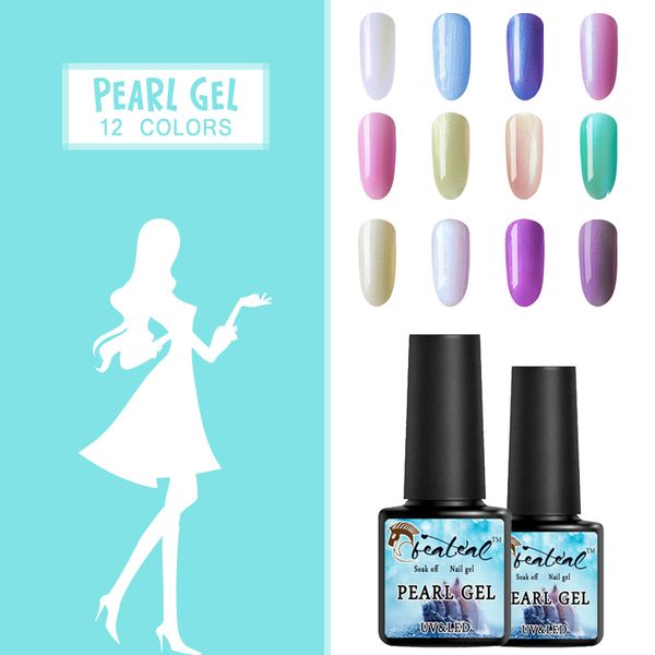 

shell hybrid varnishes uv gel lacquer long lasting 7.5ml 4pcs/set 12 colors pearl gel nail polish soak off nail art acryl, Red;pink