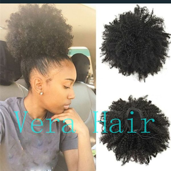 Kinky Curly Clip In Ponytail Human Hair Extensions Brazilian Hair