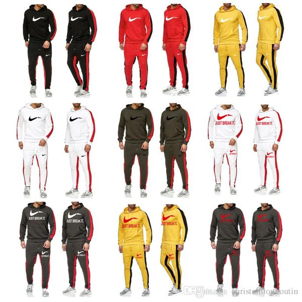 

autumn winter brand print tracksuit men woman casual sportswear suits mens two piece sets pullover hoodies+pants male sale, Gray