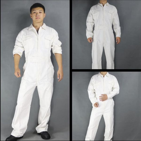

xs-3xl men's cotton one-piece jumpsuits tide men's tooling white work overalls long sleeve working coveralls workwear repairman, Black