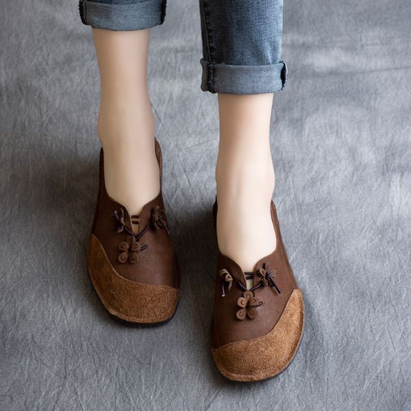 

women leather loafers coffee soft low heels spring shoes for women handmade genuine leather flower brand flats shoes 2020, Black