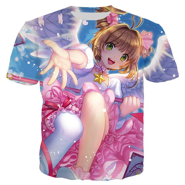 

animes девушки sakura card captor футболка 3d печати anime girl коротким рукавом harajuku t shirt мужчины женщины streetwear пары tops, White;black