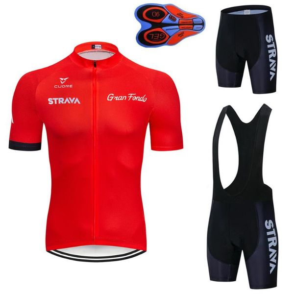 

2019 new red strava pro bicycle team short sleeve men's cycling jersey summer breathable cycling clothing sets, Black;blue