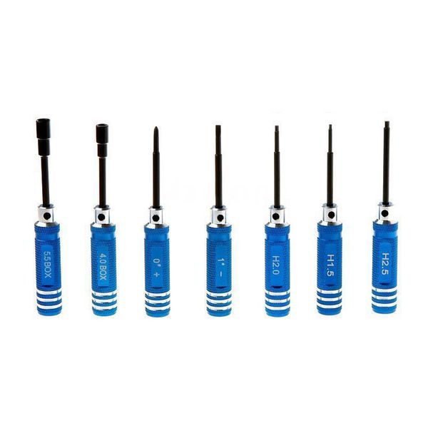 

bmby-7 x hex screw driver repair tool kit for rc helicopter plane car blue