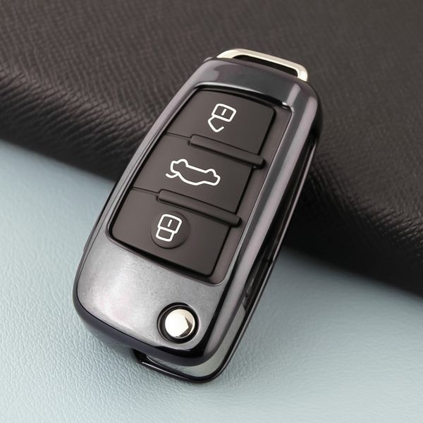 

new car key case cover tpu for a6l s6 q5 s7 remote smart black silver pink key chain protective cover