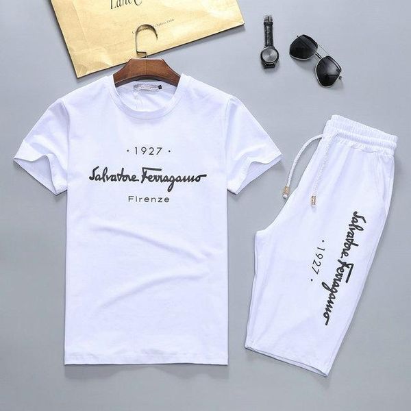 

европа и америка мода tracksuit письмо вышивка люкс лето спортивных короткие рукава пуловер jogger брюки костюмы sportsuit, Gray