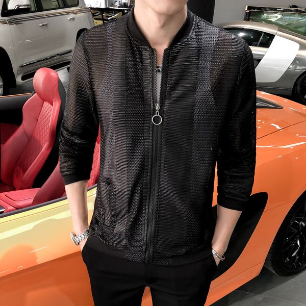 

spring summer bomber jacket streetwear fashion mens casual jackets long sleeve slim fit sun protection clothing 5xl-m, Black;brown