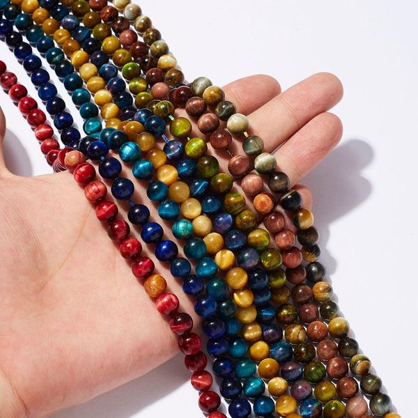 

8mm round tiger eye turquoises natural stone beads for jewelry making diy bracelet accessories, Golden;silver