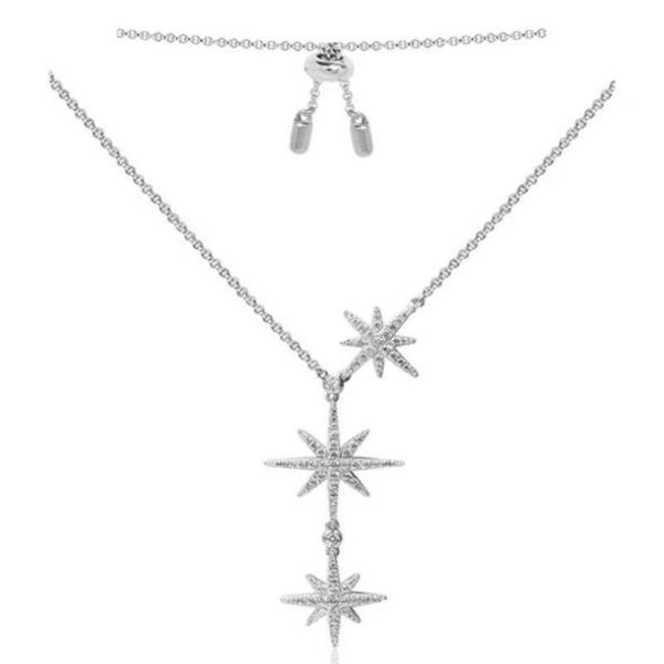 

fashion women star of david pendant necklace hexagram pendant necklace with cubic zirconias inlay six point necklace, Silver