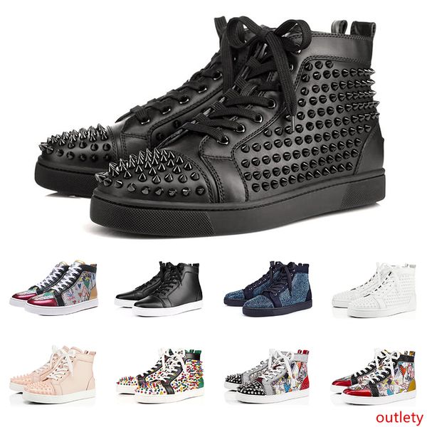 

new fashion luxury sneakers designer shoes s for men women high cut spikes party lovers genuine leather casual rivet sneaker