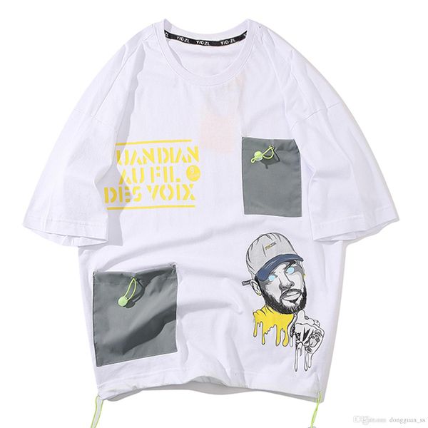 

t-shirt letter print tooling cotton retro hip hop t-shirt fun summer street wear short sleeve tee, White;black