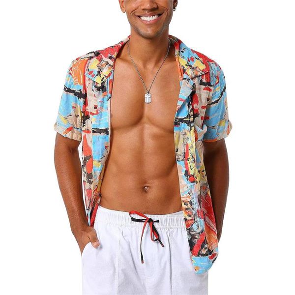 

2020 summer men shirts casual print men's clothes short sleeve men new fashion xxxl loose shirt male, White;black