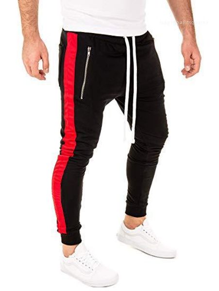 

autumn casual sports trousers designer long pants mens striped high street pants spring, Black