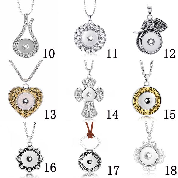 

10pcs lot new 18mm sanp buttons noosa button diy pendant fit 18mm-20mm charm snap jewelry necklace, Silver